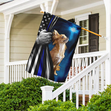 Load image into Gallery viewer, Chihuahua Police Dog Thin Blue Line Christian Cross Flag