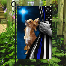 Load image into Gallery viewer, Chihuahua Police Dog Thin Blue Line Christian Cross Flag