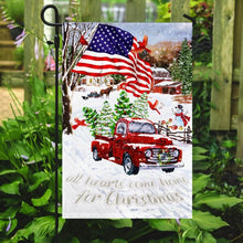 Load image into Gallery viewer, All Hearts Come Home For Christmas Red Truck Flag