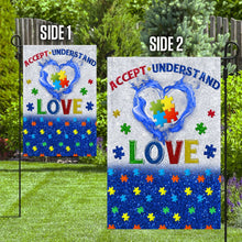 Load image into Gallery viewer, Accept, Understand, Love Autism Flag