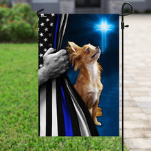 Load image into Gallery viewer, Chihuahua Police Dog Thin Blue Line Christian Cross Flag