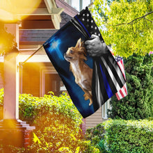 Load image into Gallery viewer, Chihuahua Police Dog Thin Blue Line Christian Cross Flag