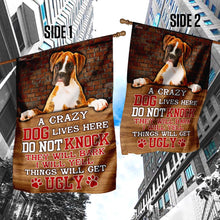 Load image into Gallery viewer, A Crazy Dog Lives Here Boxer Dog Flag
