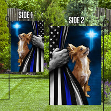 Load image into Gallery viewer, Chihuahua Police Dog Thin Blue Line Christian Cross Flag
