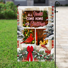 Load image into Gallery viewer, All Hearts Come Home For Christmas Cardinal Flag