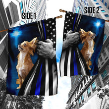 Load image into Gallery viewer, Chihuahua Police Dog Thin Blue Line Christian Cross Flag