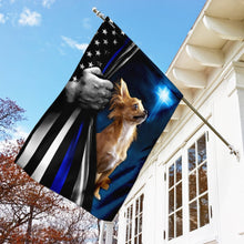 Load image into Gallery viewer, Chihuahua Police Dog Thin Blue Line Christian Cross Flag