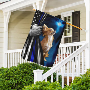 Chihuahua Police Dog Thin Blue Line Christian Cross Flag