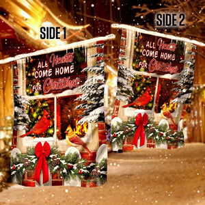 All Hearts Come Home For Christmas Cardinal Flag