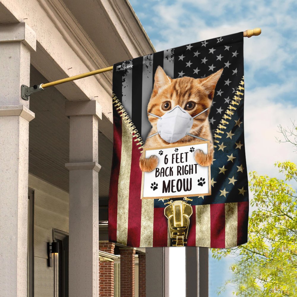 6 Feet Back Right Meow Cat Flag