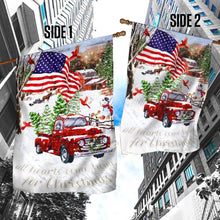 Load image into Gallery viewer, All Hearts Come Home For Christmas Red Truck Flag