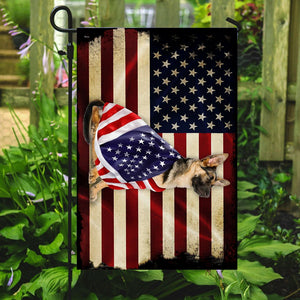 A German Shepherd American Patriot Flag