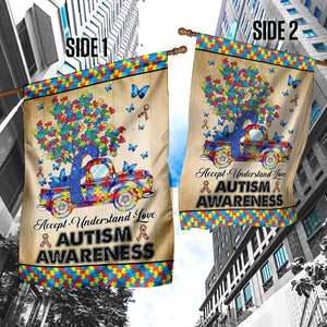 Accept, Understand, Love Truck Carrying Puzzles Flag
