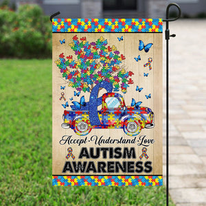Accept, Understand, Love Truck Carrying Puzzles Flag