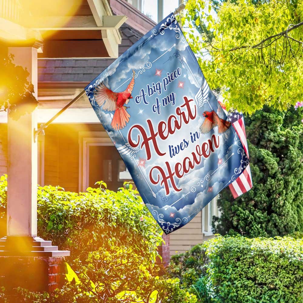 A Big Piece Of My Heart Lives In Heaven Flag
