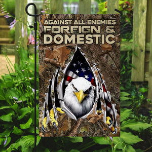 Against All Enemies Foreign And Domestic. Eagle Patriotism Flag