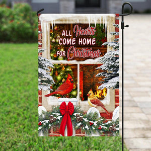 All Hearts Come Home For Christmas Cardinal Flag