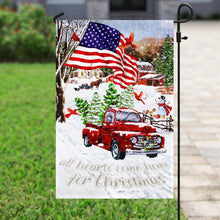 Load image into Gallery viewer, All Hearts Come Home For Christmas Red Truck Flag