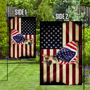 A German Shepherd American Patriot Flag