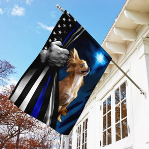 Chihuahua Police Dog Thin Blue Line Christian Cross Flag